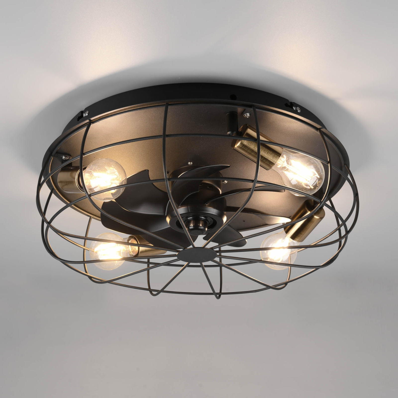 Trondheim ceiling fan, remote control, 4 x E27