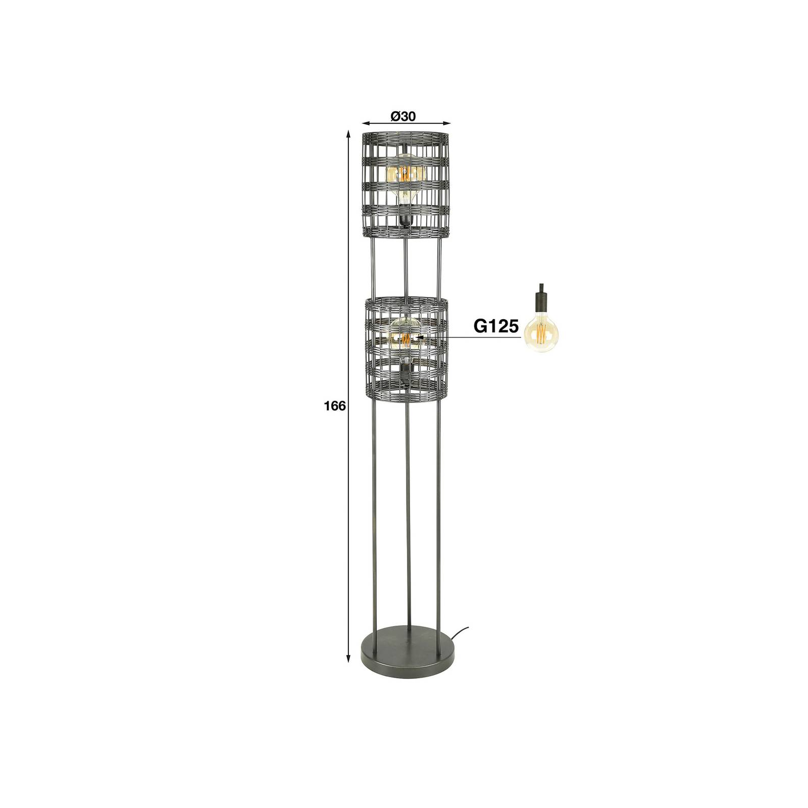 Lampa stojąca Graf-Fiesko, czarna-nikiel, 2-pkt.