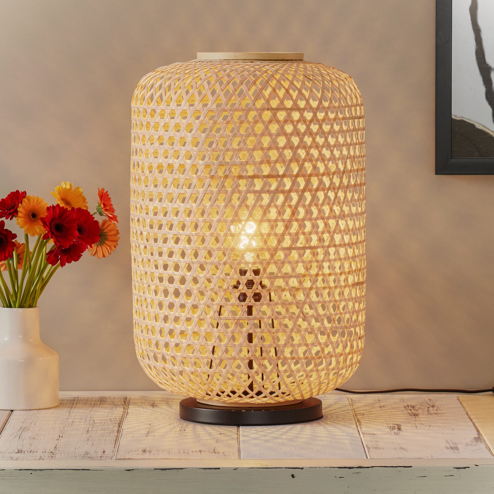 Schöner Wohnen Lampă de podea Calla înălțime naturală 63 cm - Camera de zi / sufragerie - modern - bej - Lemn