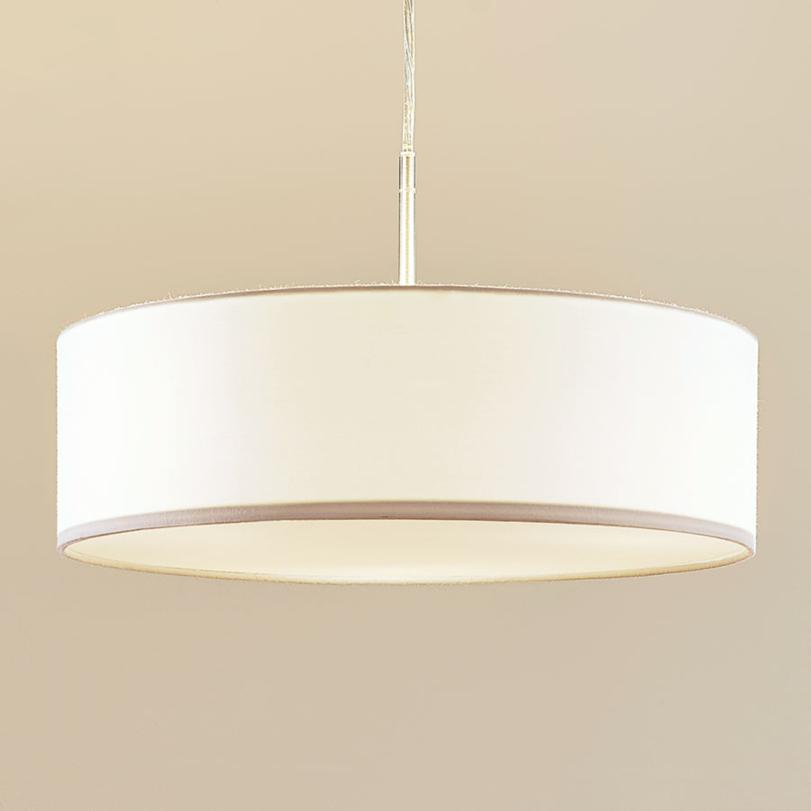 Lindby pendant light Sebatin, Ø 40 cm, white, fabric, E27