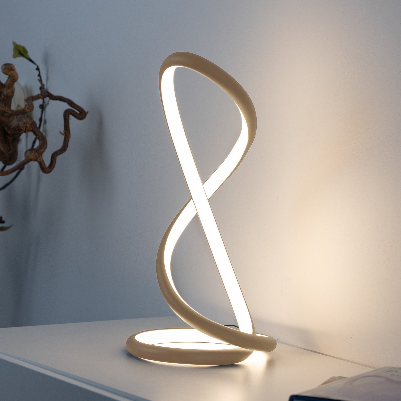 Paul Neuhaus Lampă de masă LED Twist culoare nisip înălțime 42 cm - dormitor - Modern - culoarea nisipului - Aluminiu
