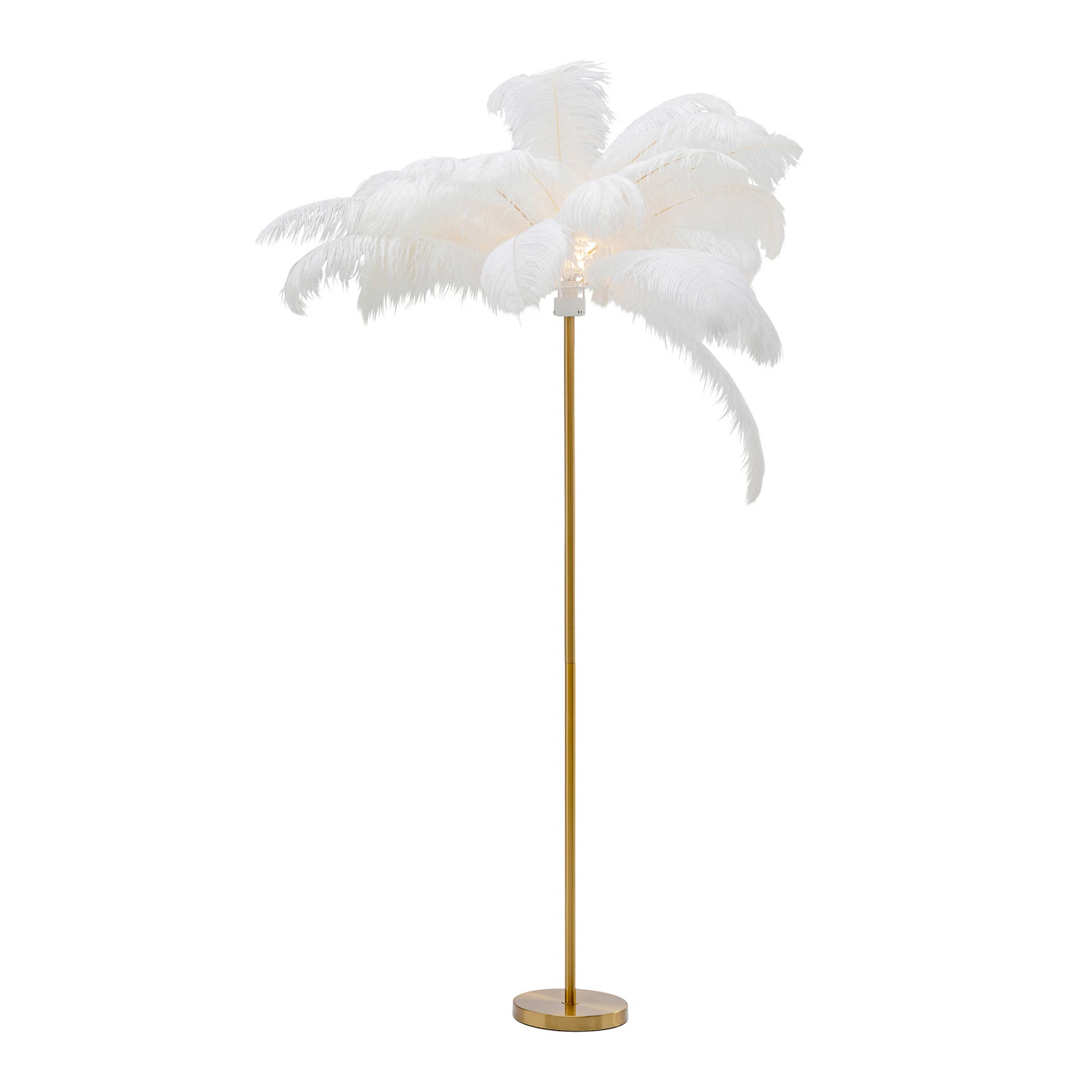 Kare Candeeiro de pé Feather Palm com penas, branco