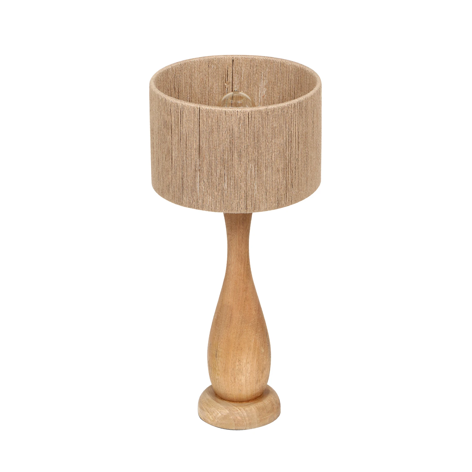 Stolná lampa Toba, juta, drevo, prírodný povrch