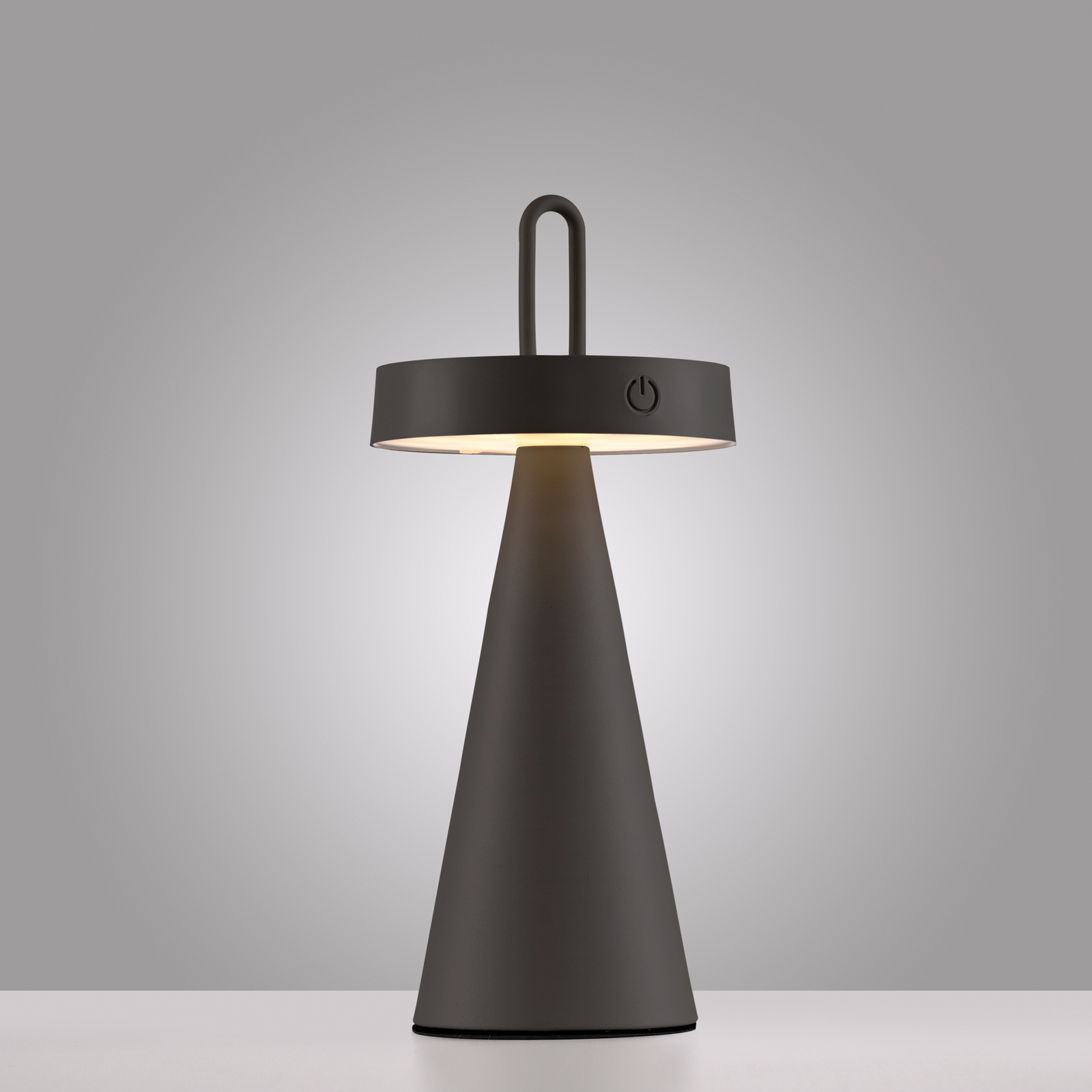 JUST LIGHT. Lámpara de mesa LED recargable Alwa, negra, hierro, IP44