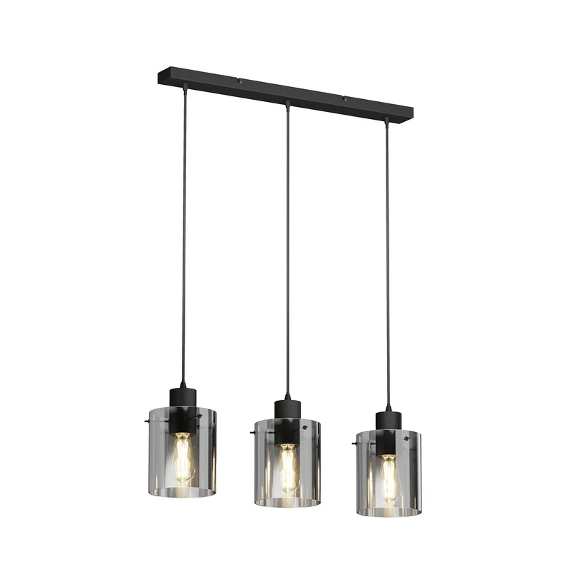 Lindby - Kourtney 3 Suspension Black/Smoke