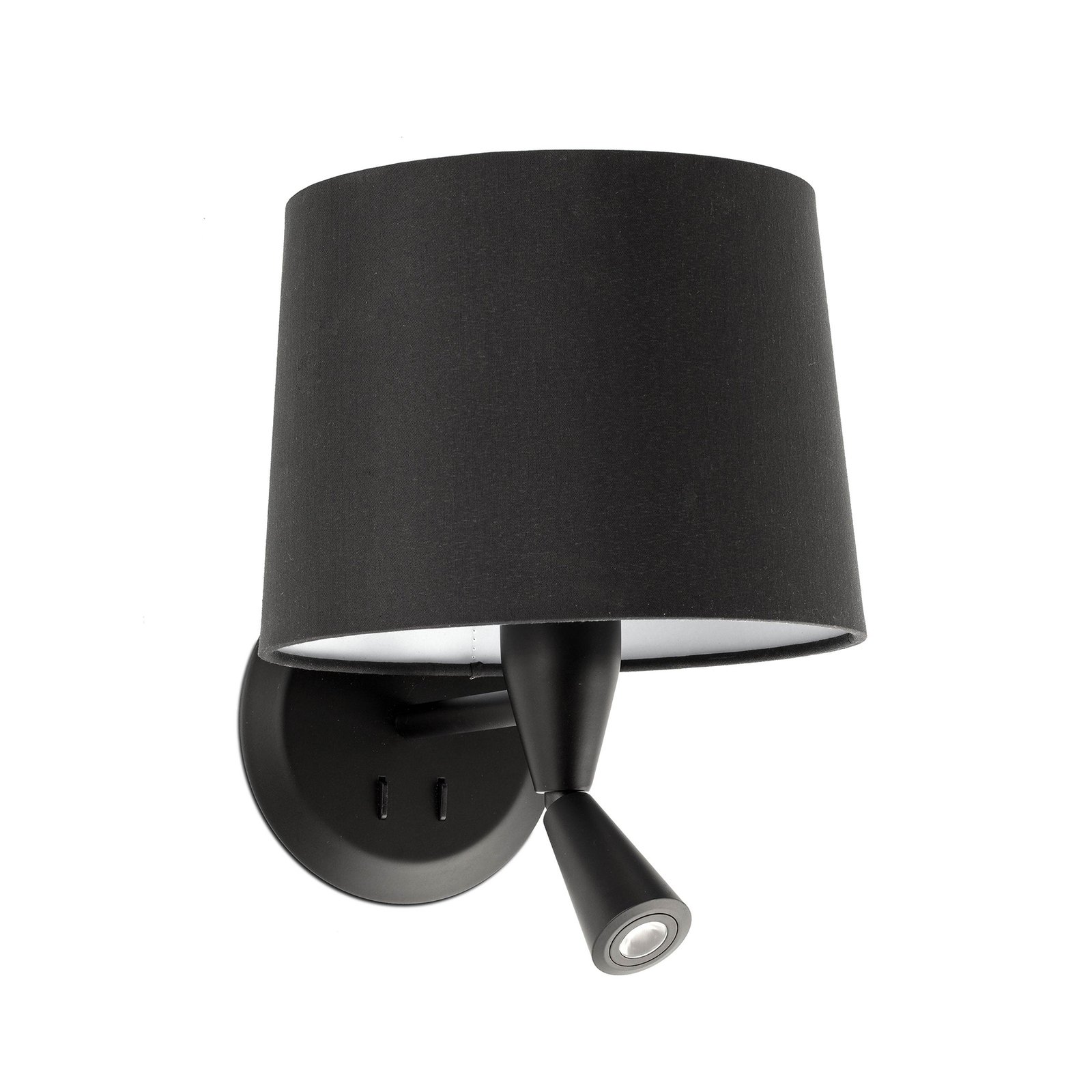 Fali lámpa Conga LED olvasólámpával, fekete