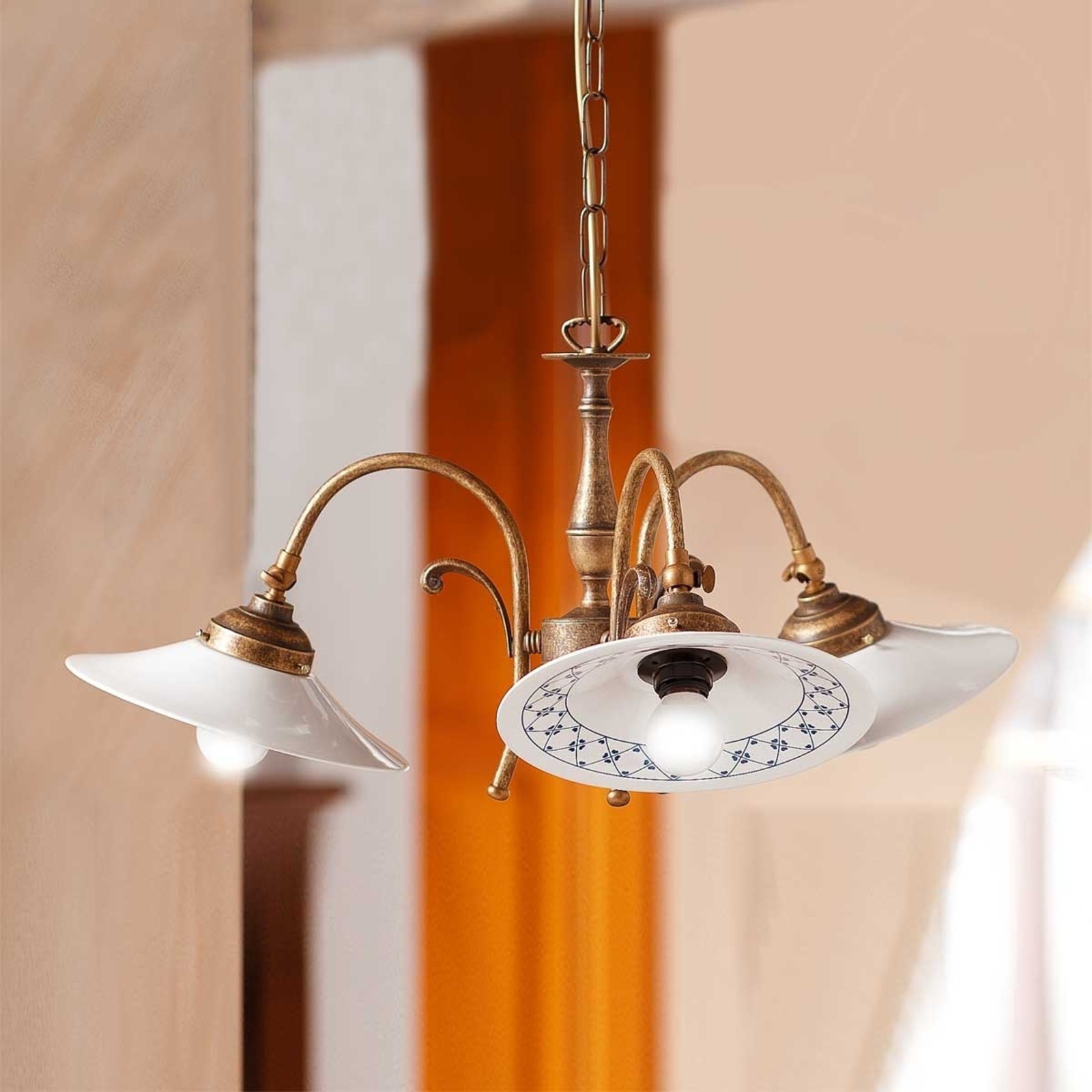 3-bulb ORLO hanging light, rustical style