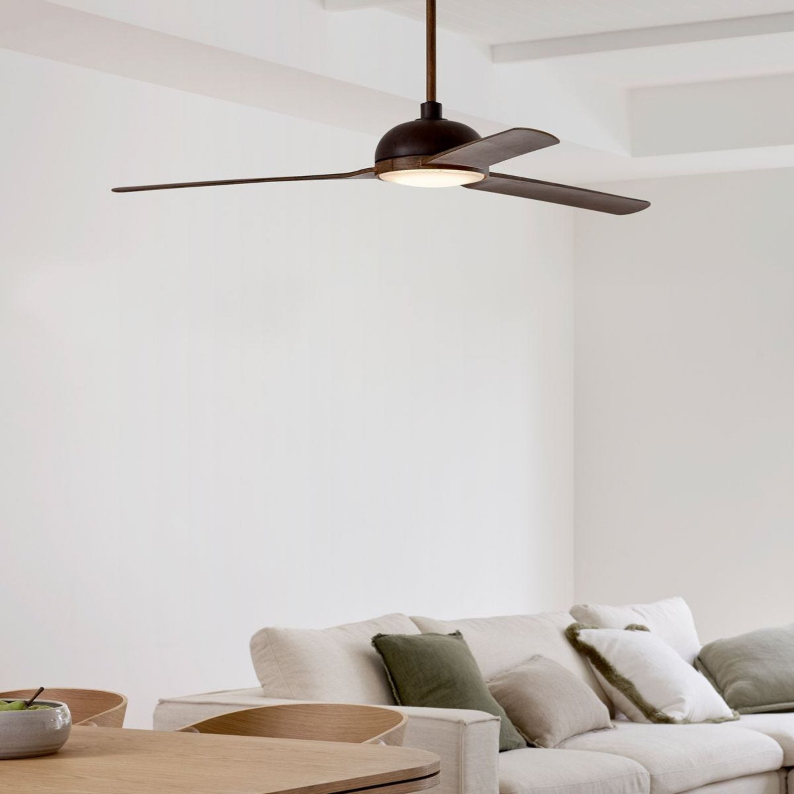 Beacon ceiling fan with light Unione, bronze/koa, quiet