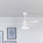 Amelia Cone ceiling fan with an LED light, white