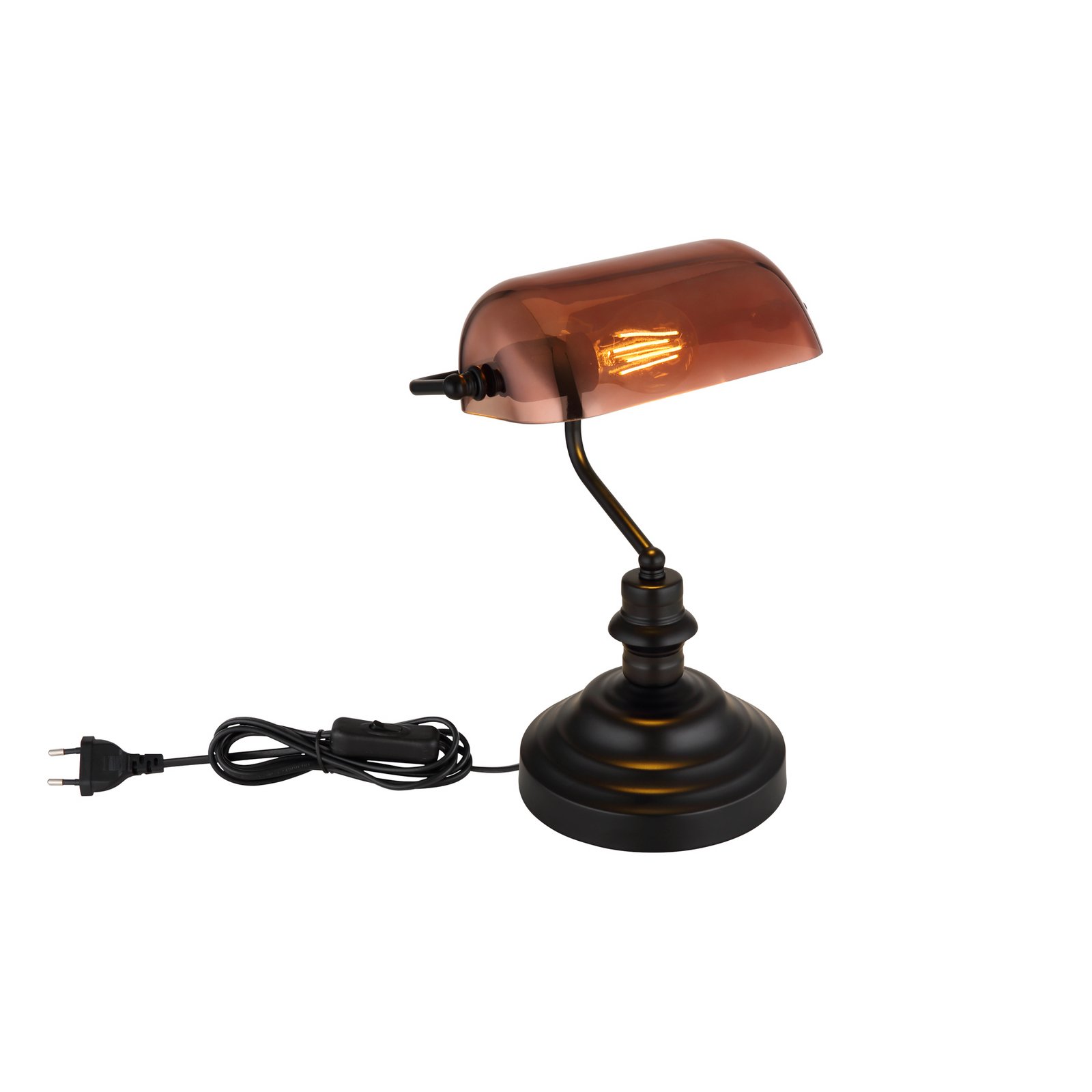 Candeeiro de mesa Antique, cor cobre/preto mate, altura 37 cm