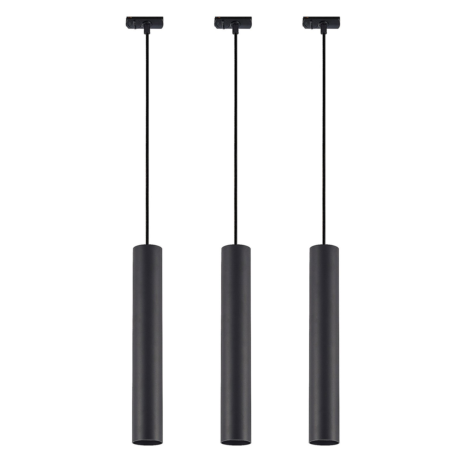 Conjunto de calhas Lindby Linaro, pendente, 3 lâmpadas, preto