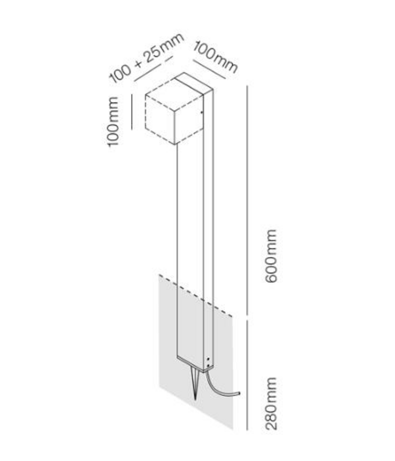 Cube Stand Lampe d'Exterieur Bas Noir - LIGHT-POINT