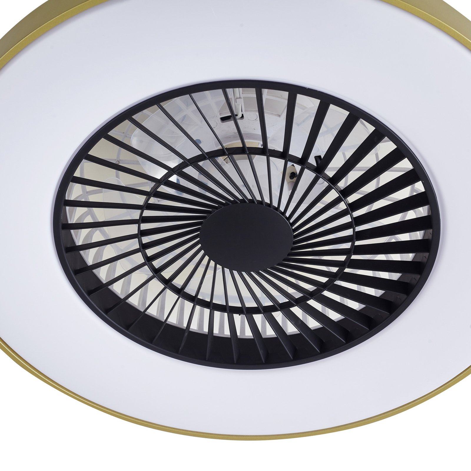 Lindby LED stropní ventilátor Teleo, mosaz, DC, tichý, Tuya