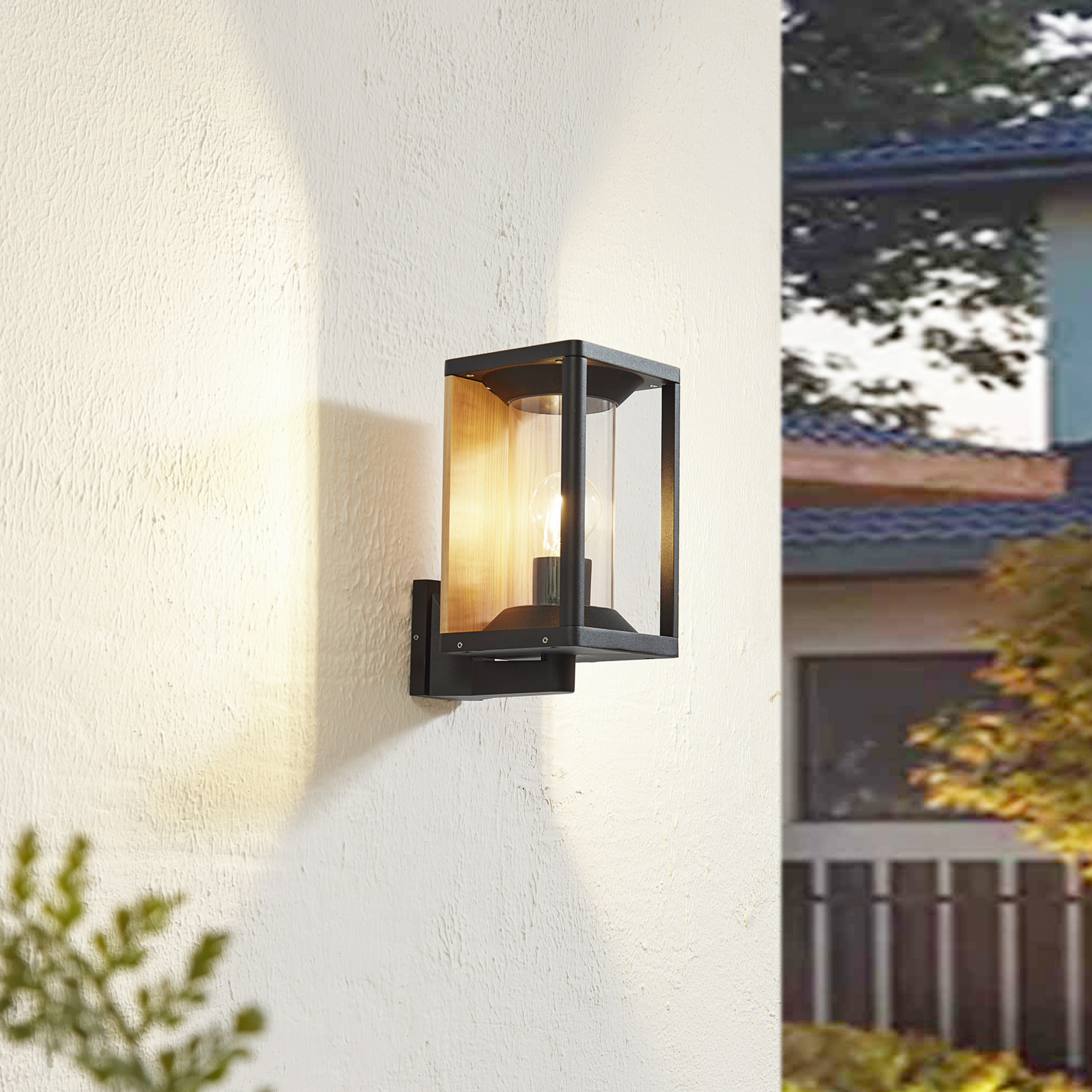 Lucande candeeiro de parede exterior Candina, preto, alumínio, IP65