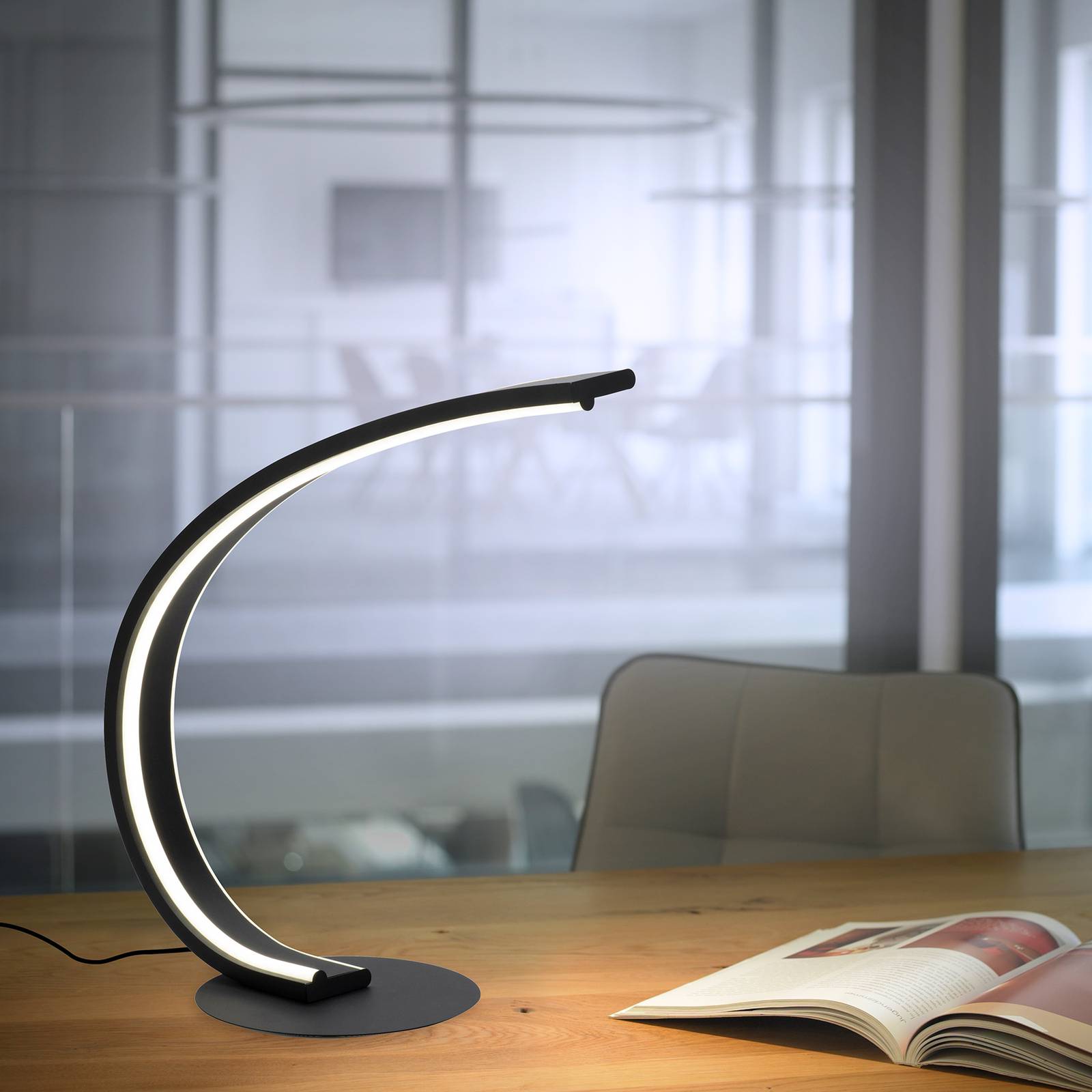 Zdjęcia - Lampa stołowa Q-Smart-Home Paul Neuhaus Q-VITO stołowa LED wygięta czarna