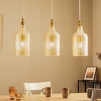 Lindby pendant light Drakar, 3-bulb, amber, glass, Ø 19.5 cm