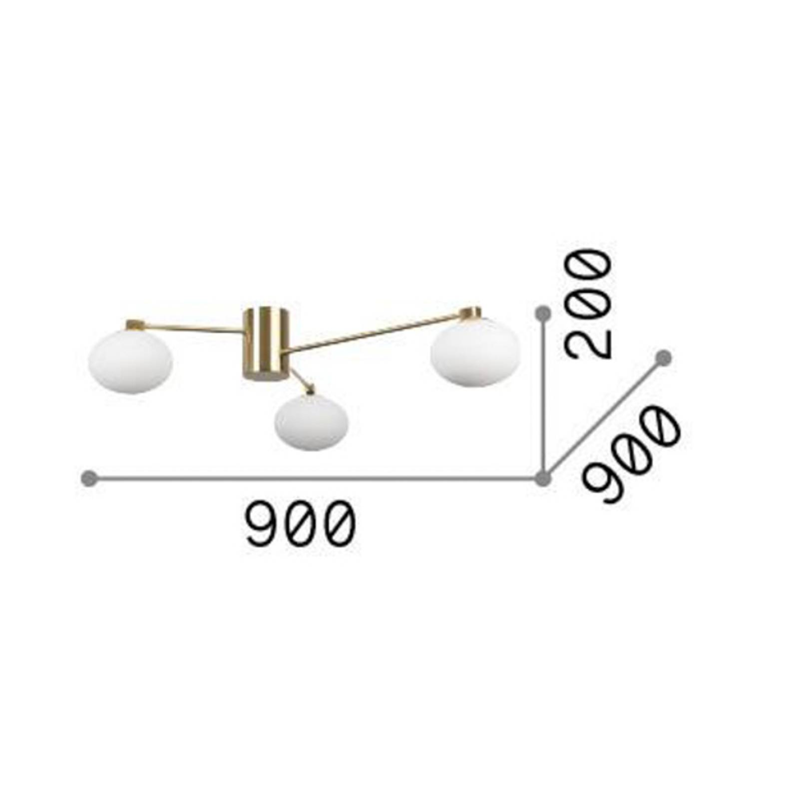 Ideal Lux Hermes stropné svietidlo, biele, 90 cm, 3 svetlá, sklo