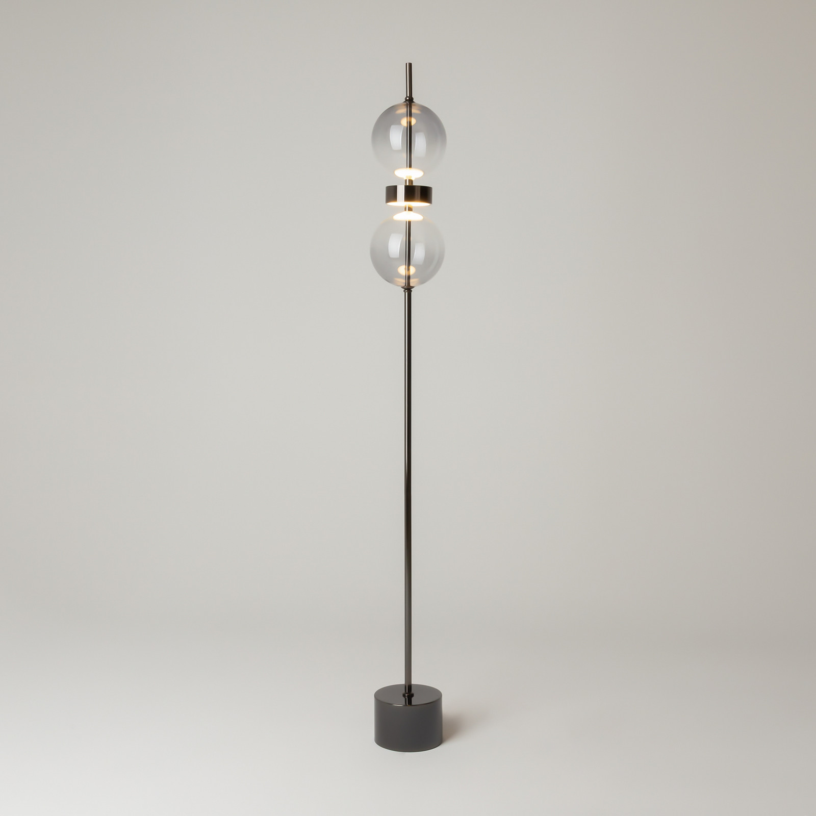 Maytoni Lampadar LED DOUBLE MOON negru/gri fumuriu înălțime 146 cm - Camera de zi / sufragerie - Modern - gri fumuriu negru - Sticlă