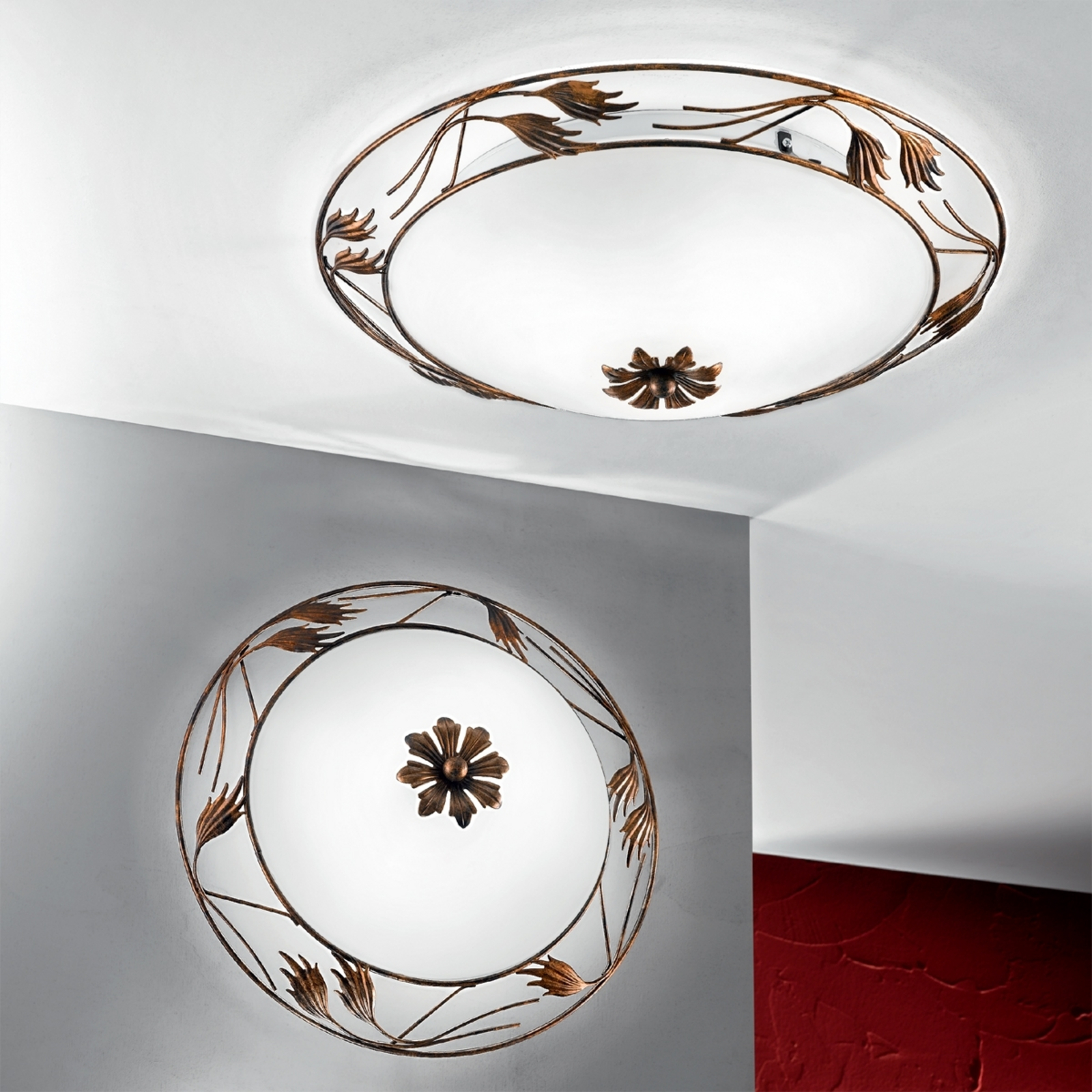 Deckenleuchte Fleur, gold antik