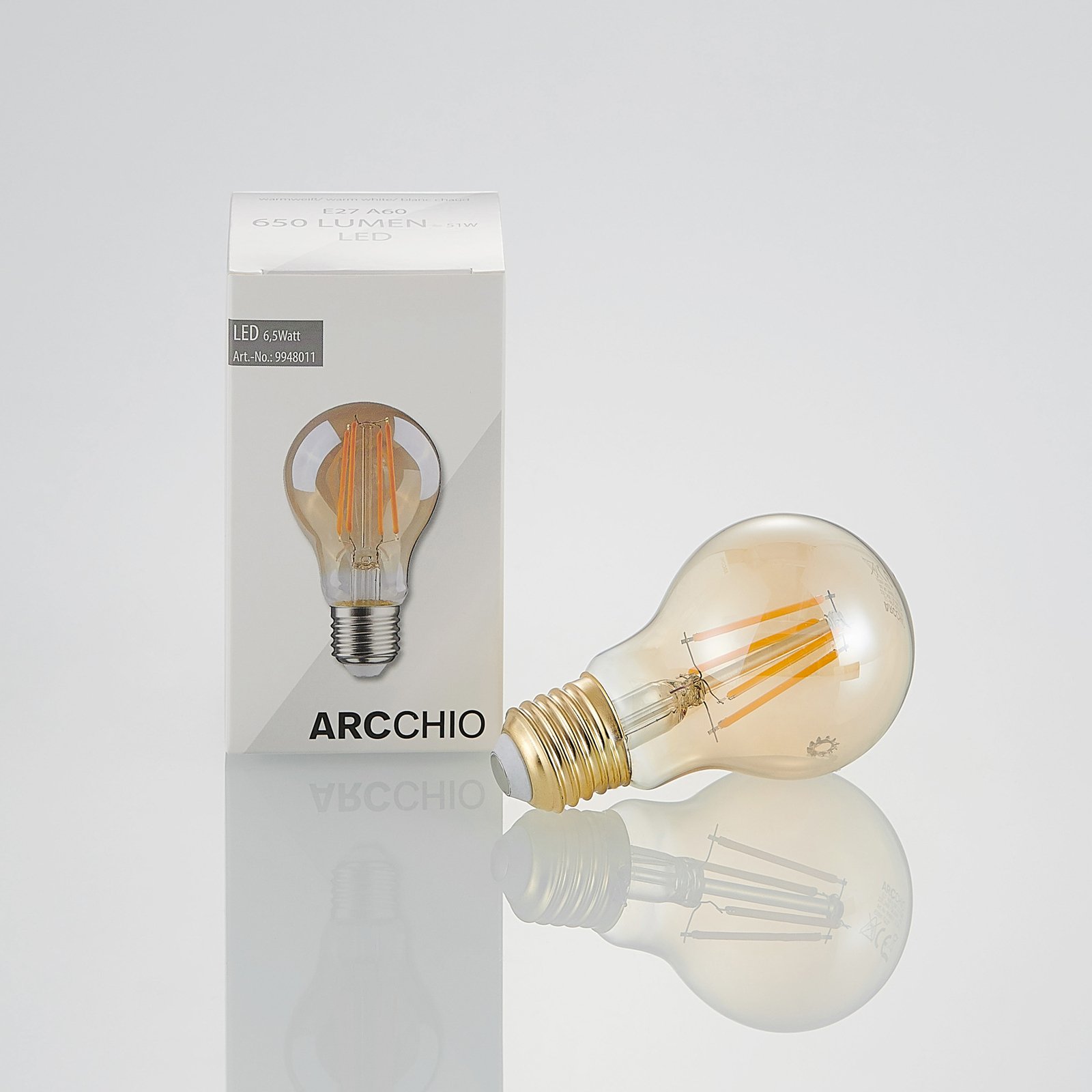 LED lamp E27 6,5W 825 amber 3-Step-dimmer 2/set