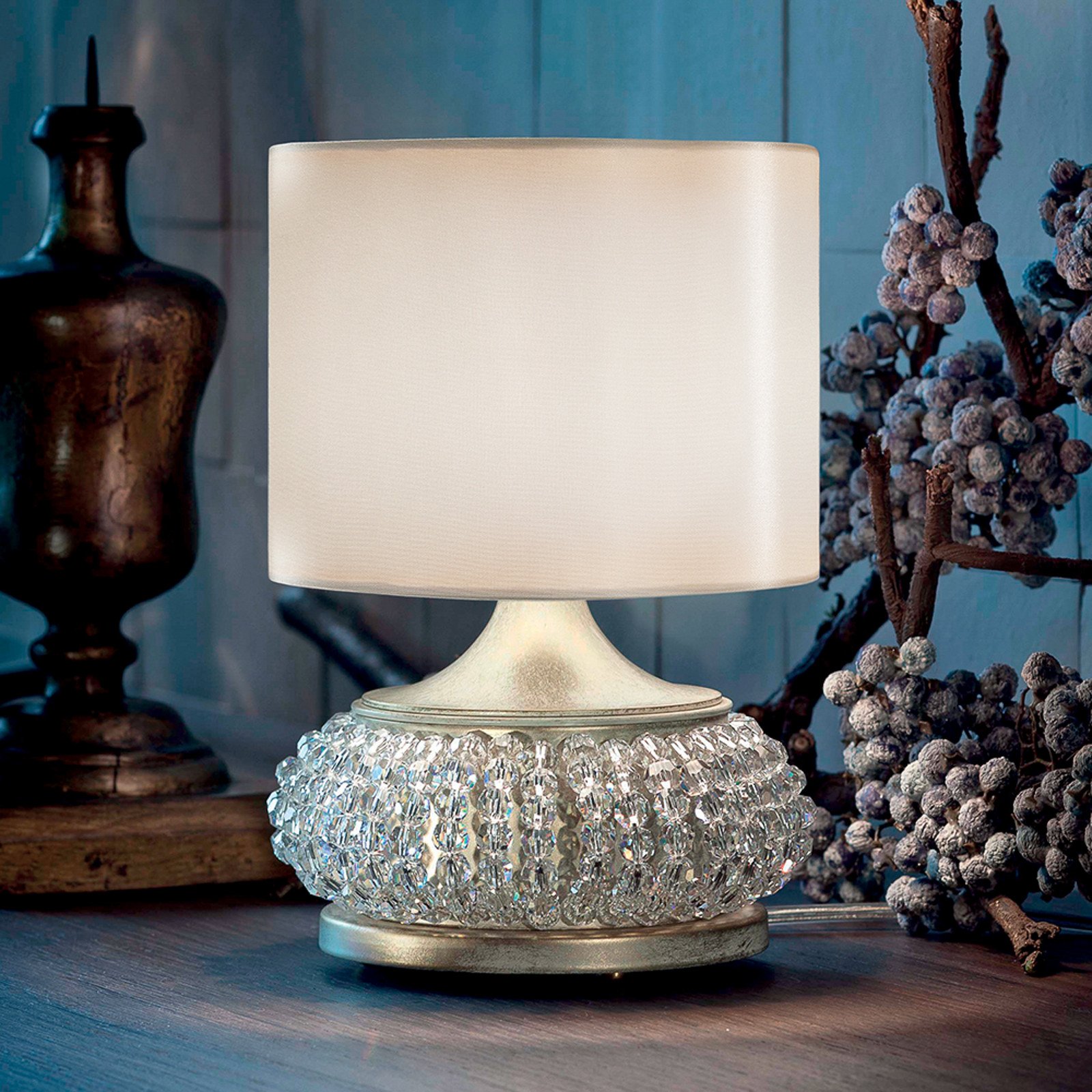 Lampă masă Galà 22cm fildeș/auriu sticlă cristal