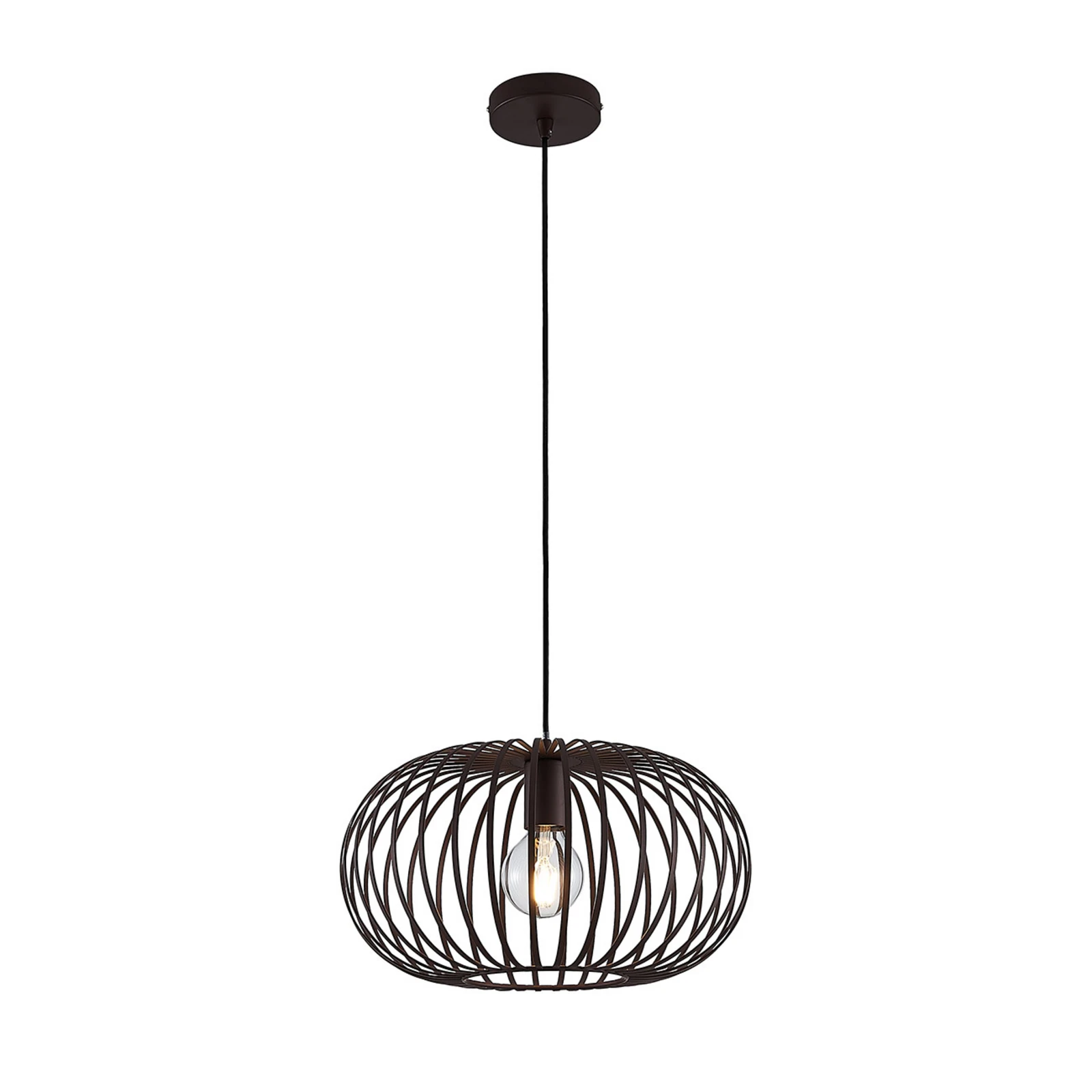 Lindby Hängeleuchte Nahele, braun, Metall, Ø 40 cm, E27