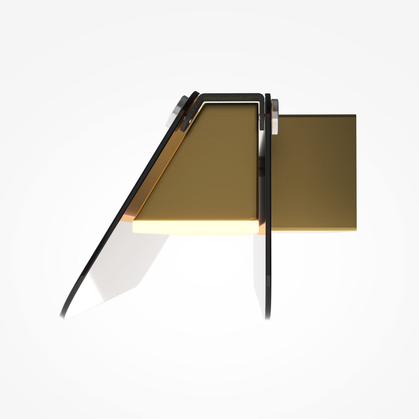 LED wandlamp FLAT, amber/messing, breedte 30 cm, glas/metaal