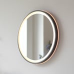 VIDRO LED wall mirror, grey, Ø 46 cm, power bank, switch