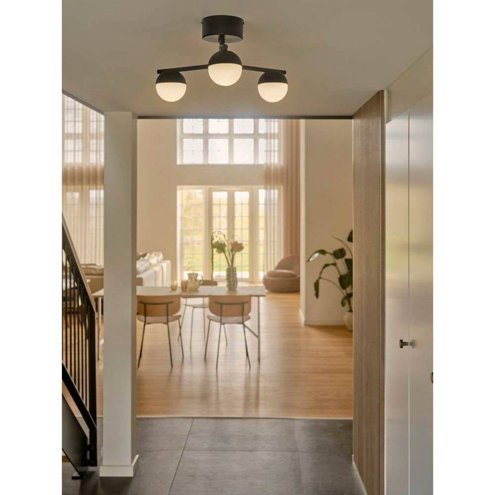 Lampa sufitowa Contina, czarna, Ø 48 cm, metal/gaz