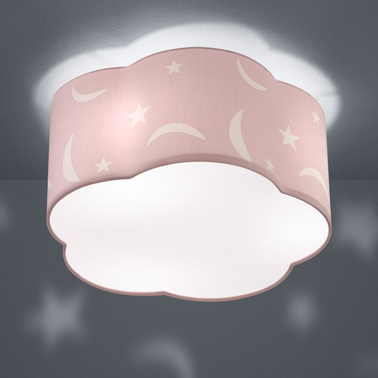 Taklampe Moony til barnerommet pastellrosa