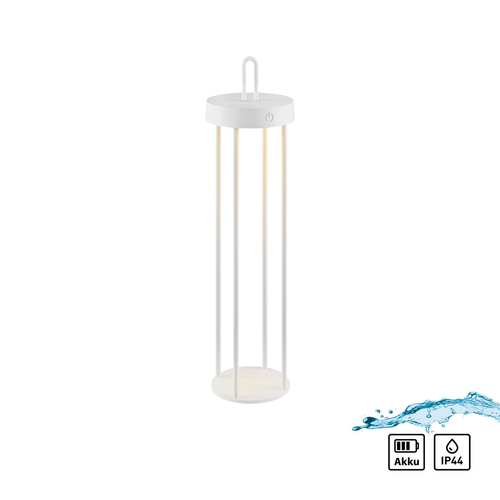 JUST LIGHT. Anselm LED uzlādējama galda lampa, balta, 50 cm, dzelzs