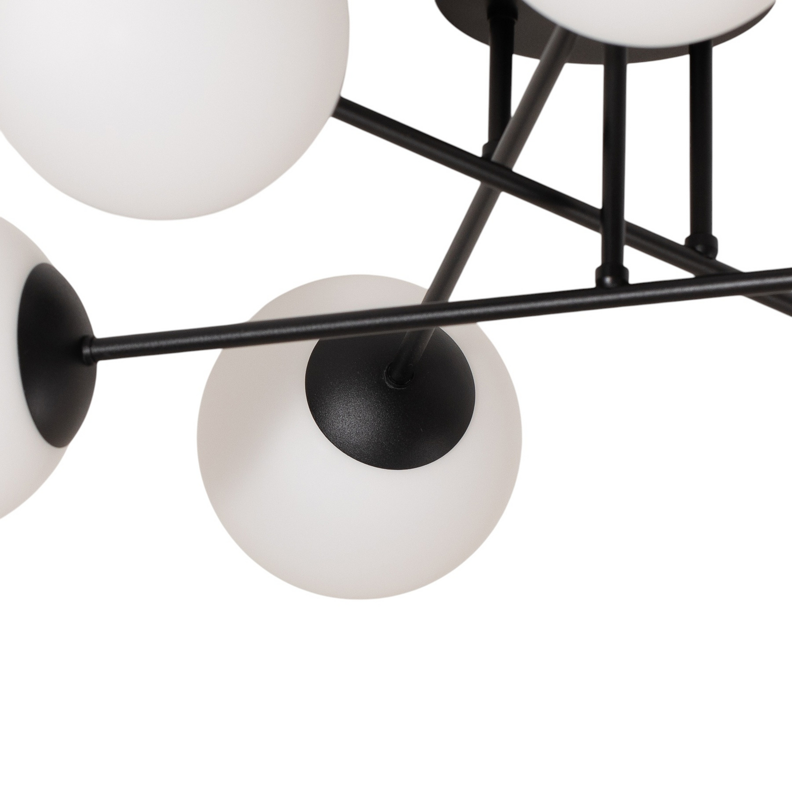 Plafonnier Glassy, à 6 lampes, noir/opale