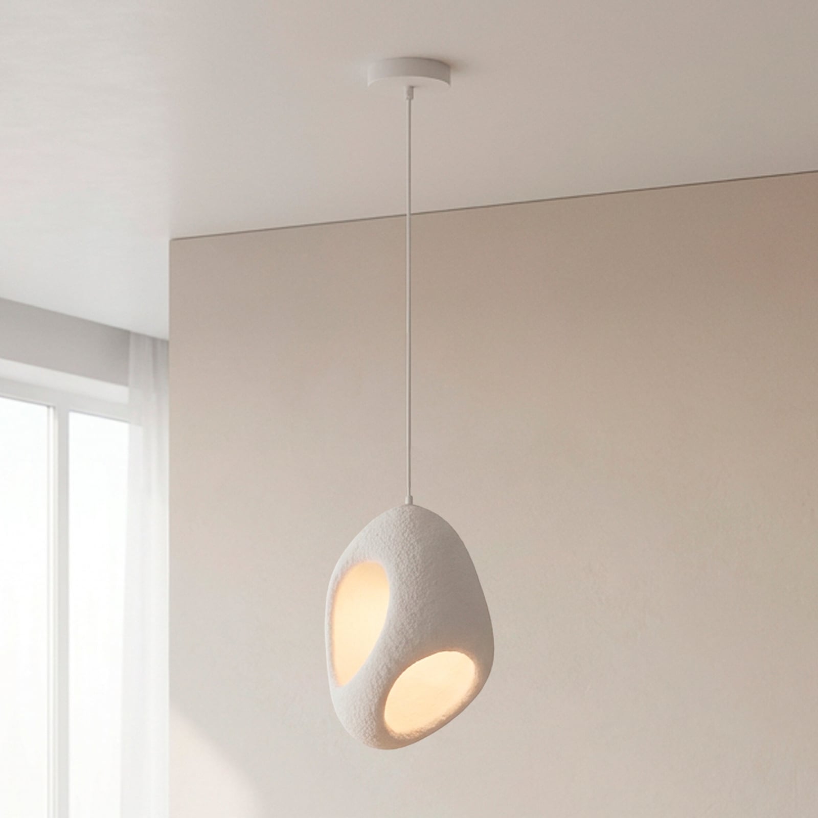 Artoni pendant light, white, plastic, E27