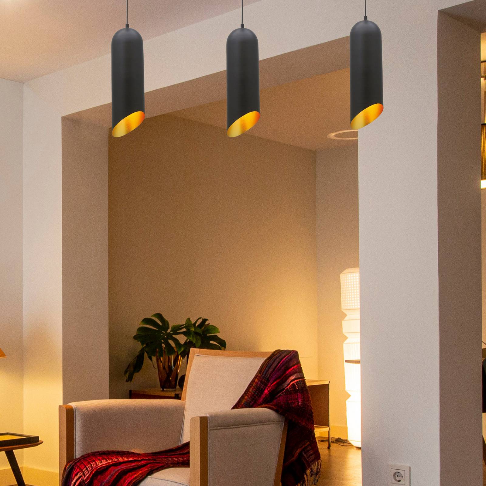 Lampa wisząca Kerina, czarna, Ø 12 cm, metal, E27