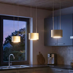 LED-Hängelampe Tarano, sandfarben, Länge 100 cm, Metall, CCT