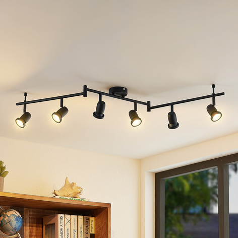 ELC Simano LED-takspot, svart, 6 lyskilder