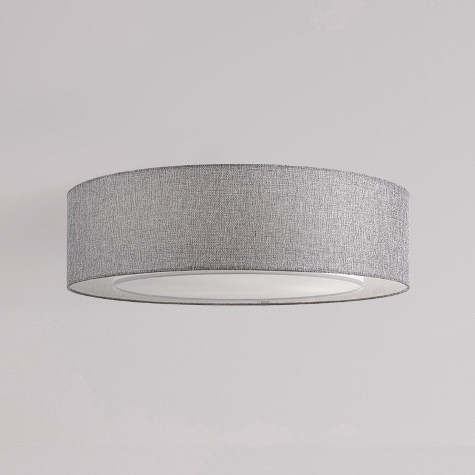 Maytoni Bergamo ceiling light, grey/white, linen, Ø 52 cm