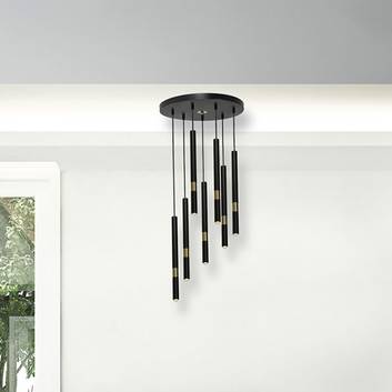 Hanglamp Monza zwart/goud 7-lamps