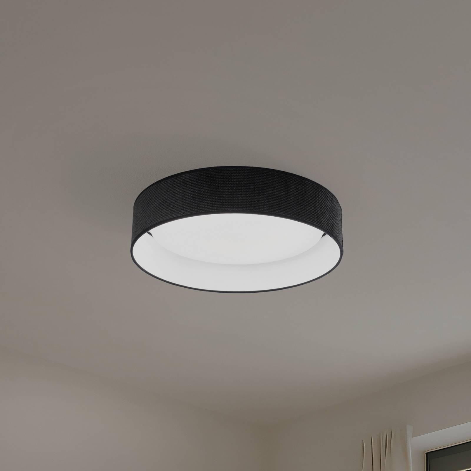 LED-Deckenleuchte Plafond, schwarz, Stoff, Ø 45 cm, 3-step günstig online kaufen