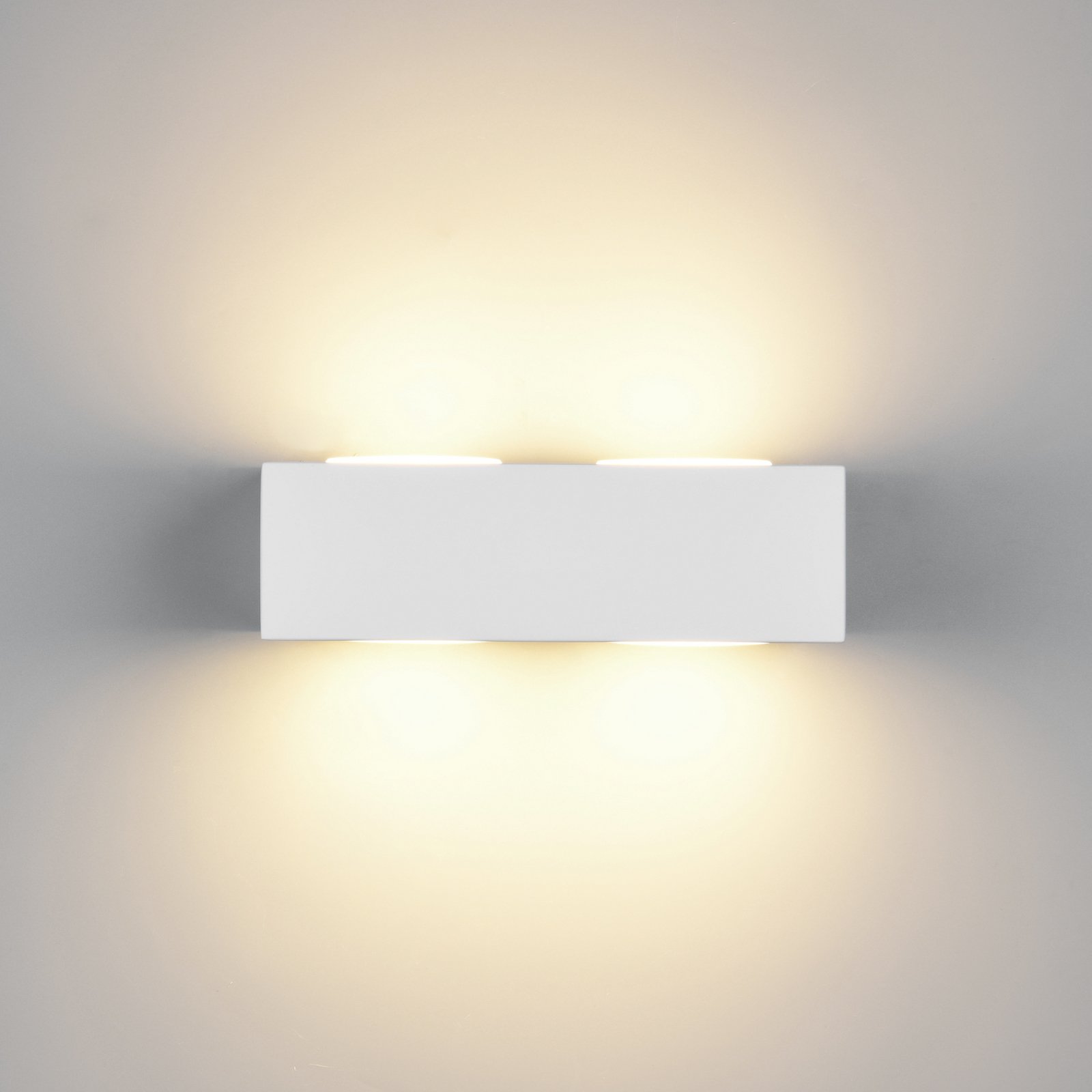 Candeeiro de parede Mattone, branco, largura 23 cm, gesso, 4 lâmpadas.