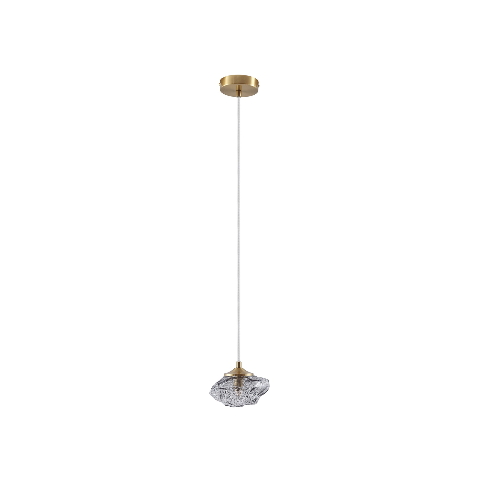 Lampa wisząca Lindby Piatra, dym/mosiądz, szkło, 15,5 cm