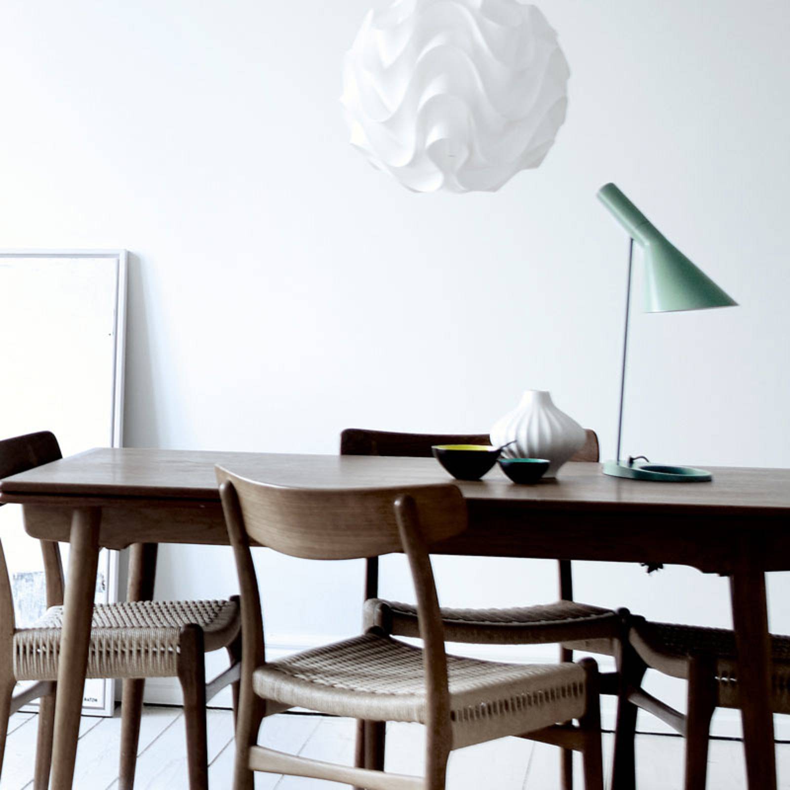 Louis Poulsen AJ–designerska lampa stołowa, petrol