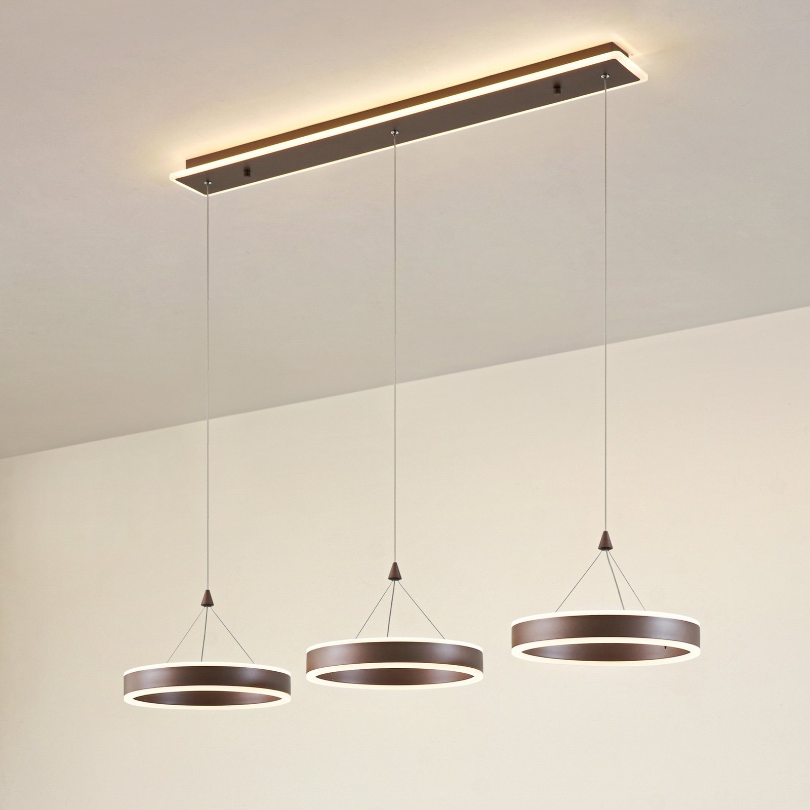 Kolo 3 LED Pendelleuchte Iced Coffee - Lucande Kolo 3 LED Pendelleuchte Iced Coffee - Lucande