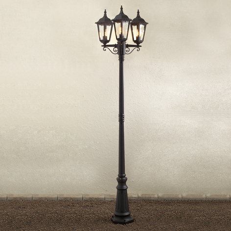 Lampe pour mât Firenze, 3 lampes forme de lanterne