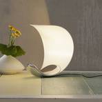 Dizainera galda lampa Curl balta/mirdzēta