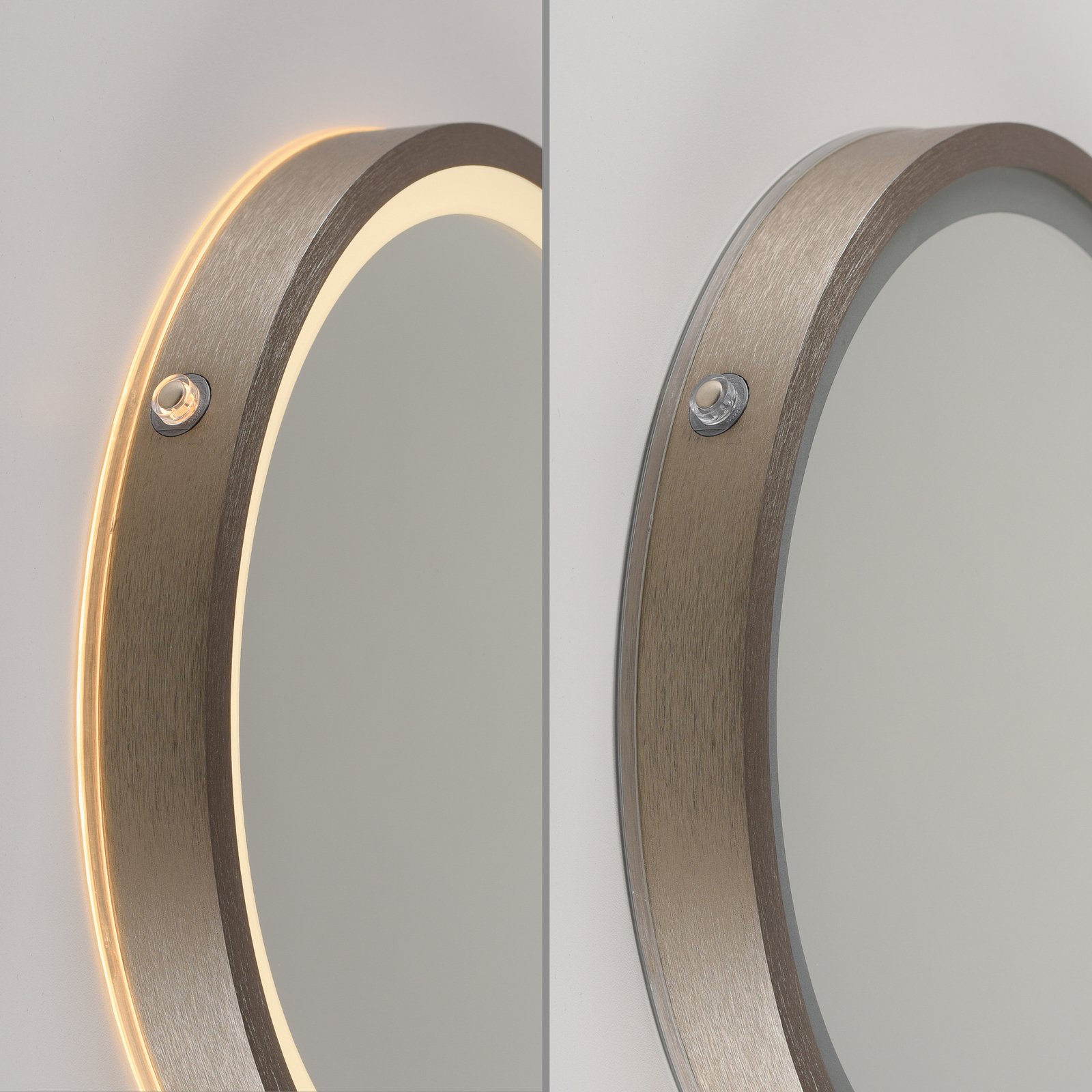 VIDRO LED wall mirror, bronze, Ø 26 cm, power bank, switch