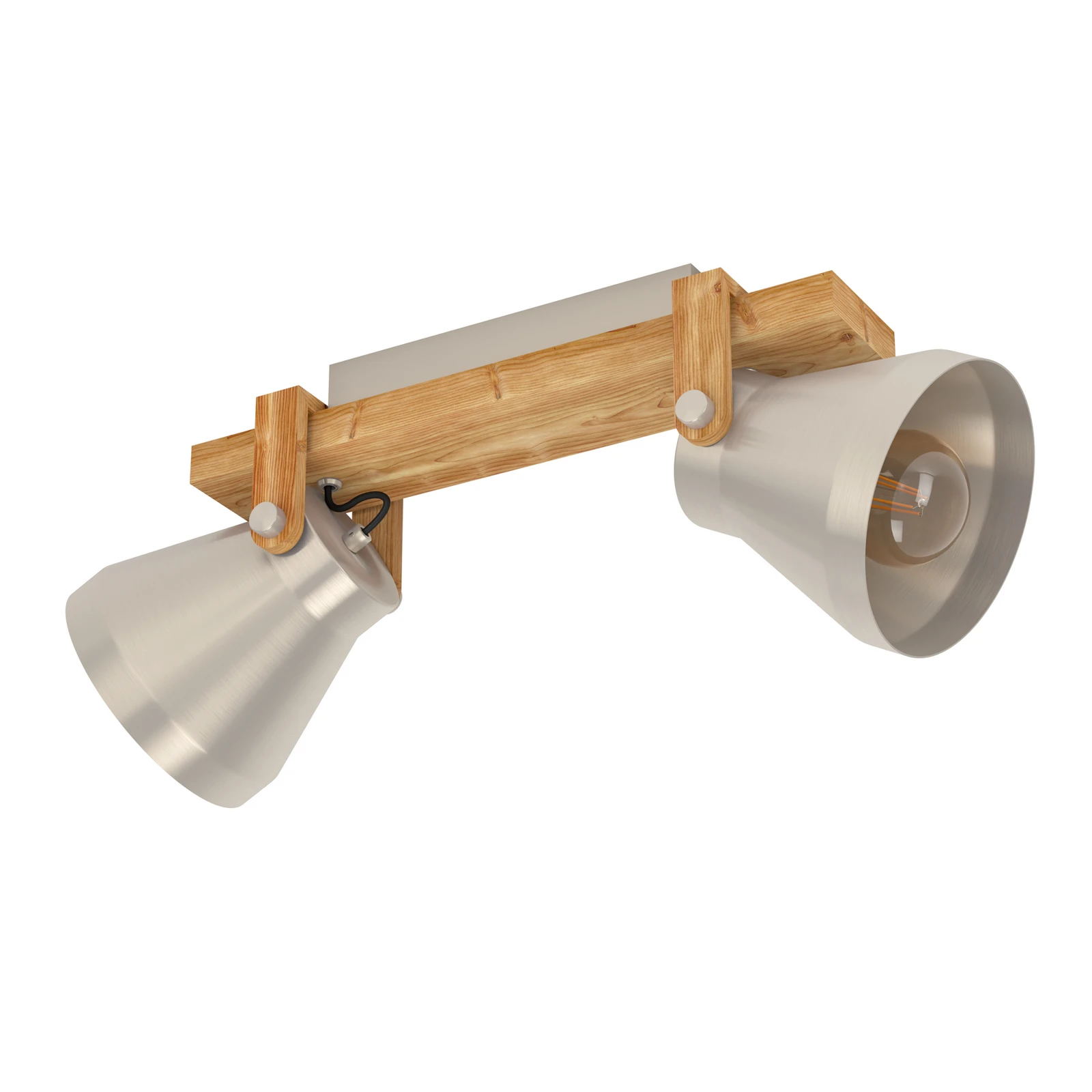 Projetor de teto Cawton, comprimento 58,5 cm, aço/castanho, 2 lâmpadas.