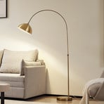 Lindby Lennar arc floor lamp, antique brass, metal, 183cm