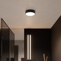 Plafón Cleo, Ø 20 cm, IP54, negro, metal, E27