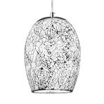 Crackle pendellampe, krom hvid